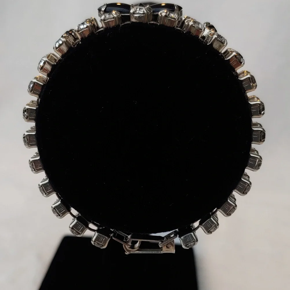 Stylish Formal Wear Rhinestone Women's Bracelet in Black Silver, 7 Inches - Picture 7 of 14